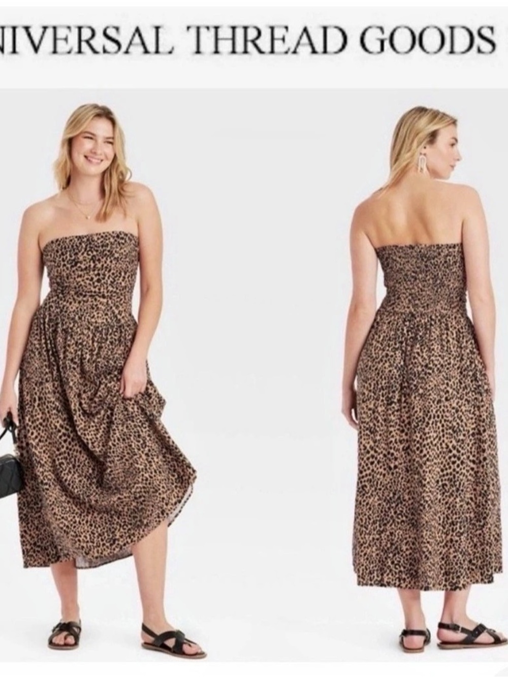 Universal Thread Leopard Print Strapless Midi Dress Size Medium